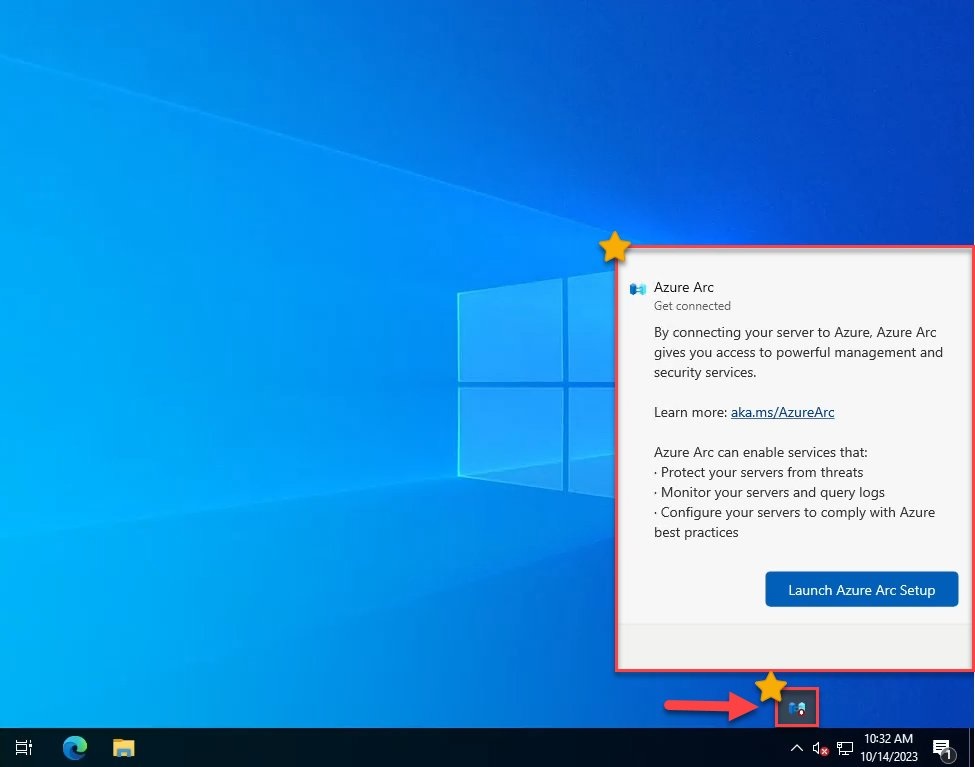 Azure Arc pop-up in Windows Server 2022