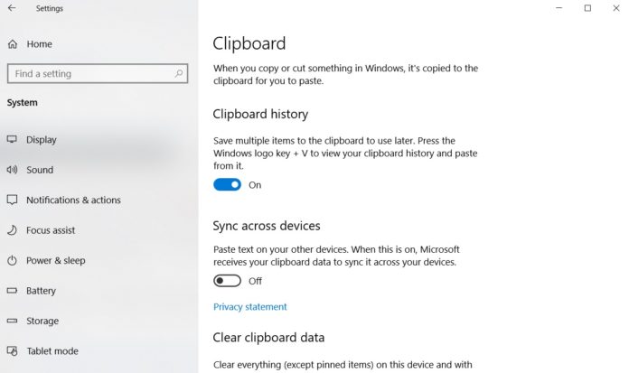 Clipboard in Windows 10