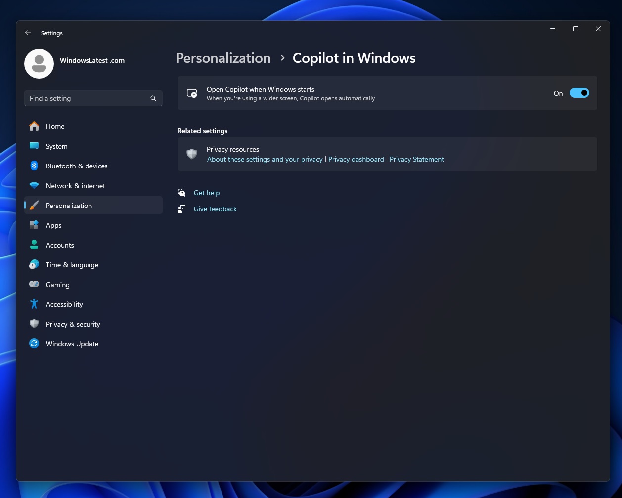 Open Copilot when Windows starts