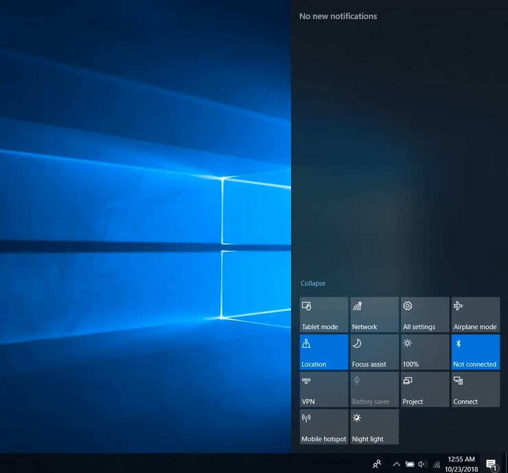 Windows 10 Action Center bug