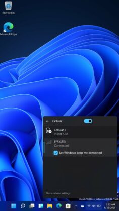 Windows 11 cellular screenshot