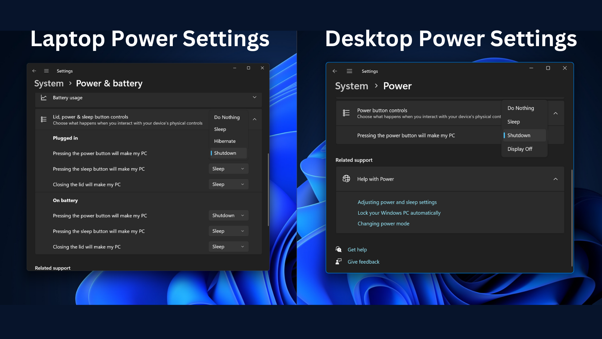 difference between new power settings windows 11 24h2